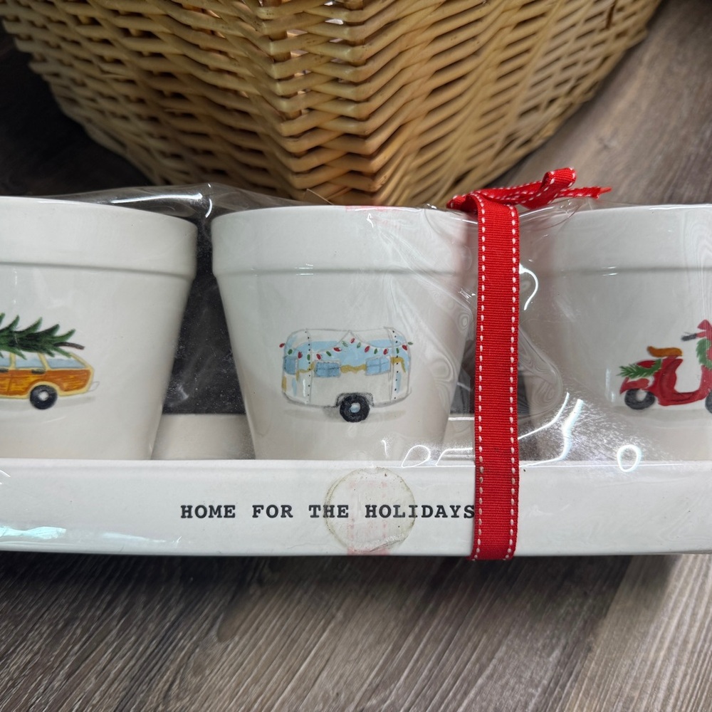 Rae Dunn “Home for the Holidays” Small Planters – Set of New Planters